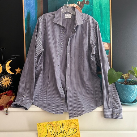 Calvin Klein Men's Purple and White Striped Shirt 17 36/37 - Picture 16 of 16